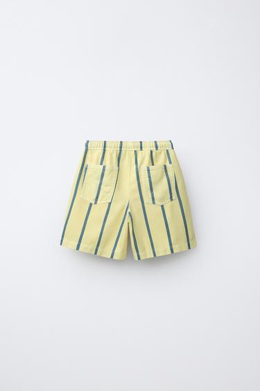 SHORT FLUIDE À RAYURES - Beige clair de Zara - Image 1