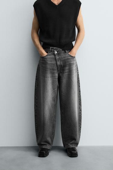 JEANS BALLOON FIT - Cinzento da Zara
