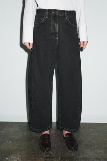 ZW COLLECTION ANKLE BALLOON MID-WAIST JEANS - Black by Zara