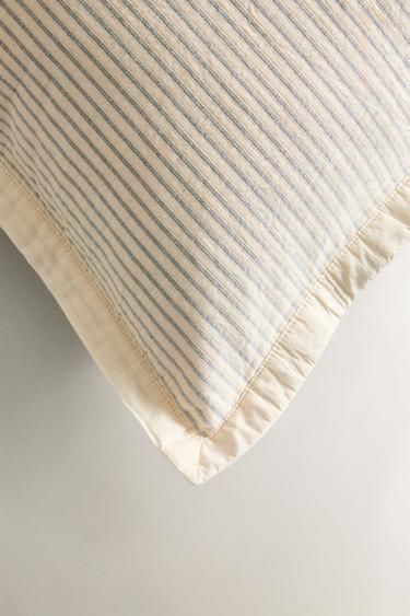 HOUSSE DE COUSSIN COUVRE-LIT RAYURES FIL MÉTALLISÉ - Bleu de Zara - Image 1