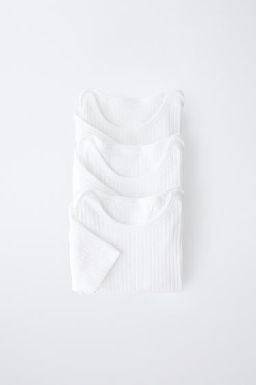 Zara THREE-PACK OF SHORT SLEEVE BODYSUITS - White