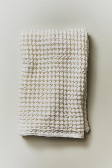 WAFFLE-KNIT TEA TOWEL - Oyster-white by Zara - Image 4