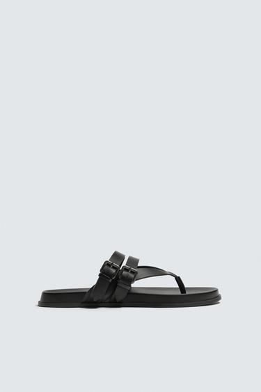 Zara STRAPPY SANDALS WITH BUCKLE DETAIL - Black