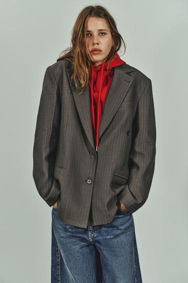 Zara OVERSIZED MULTI-POSITION BUTTON BLAZER - Mid khaki