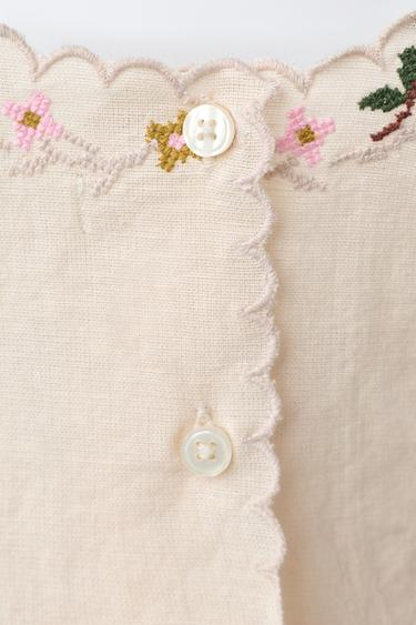 EMBROIDERED SHIRT AND KNICKERS SET - Ecru by Zara - Image 2