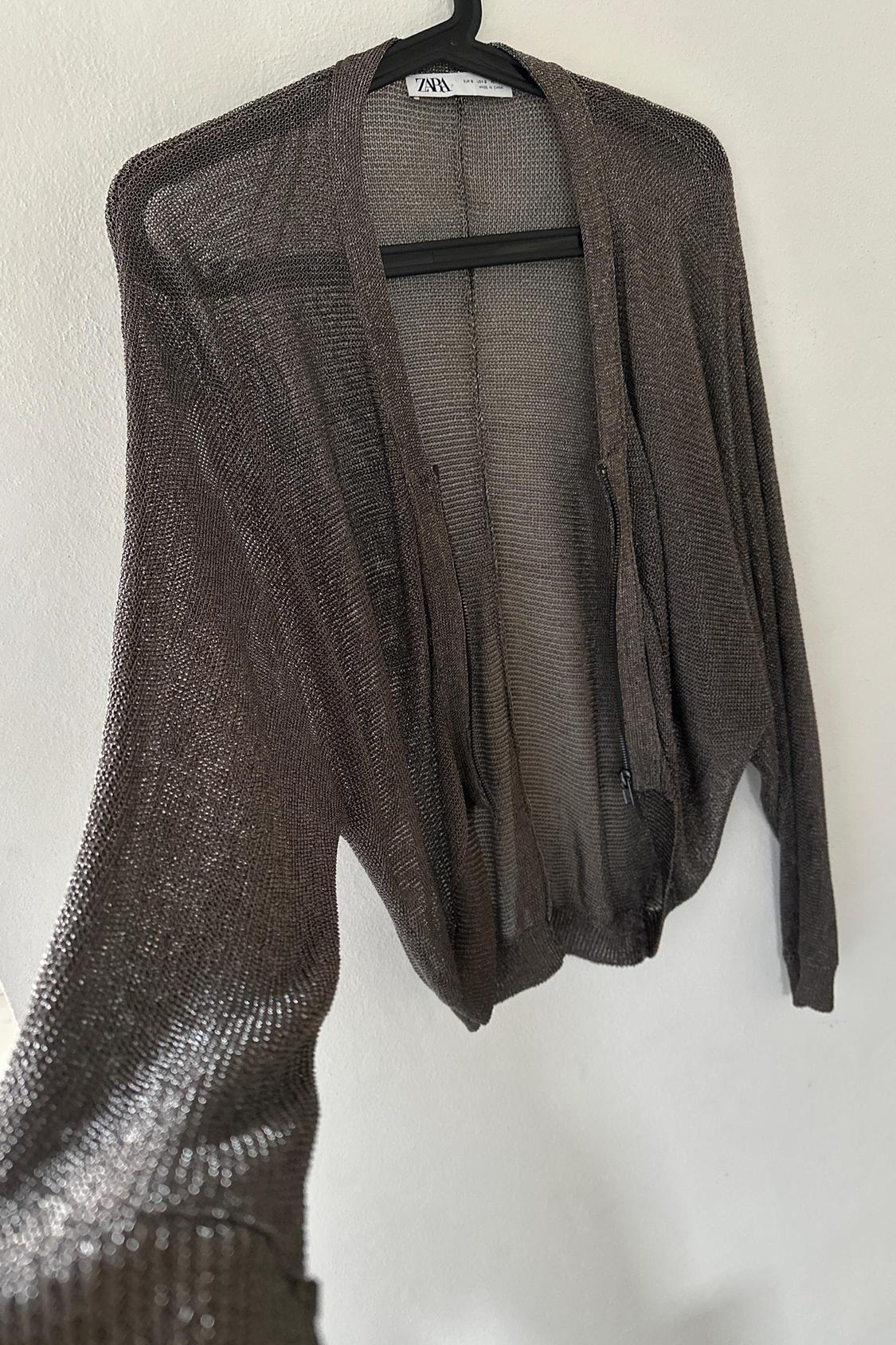 CARDIGAN BOMBER IN RETE METALLIZZATA ARGENTO - Image 4
