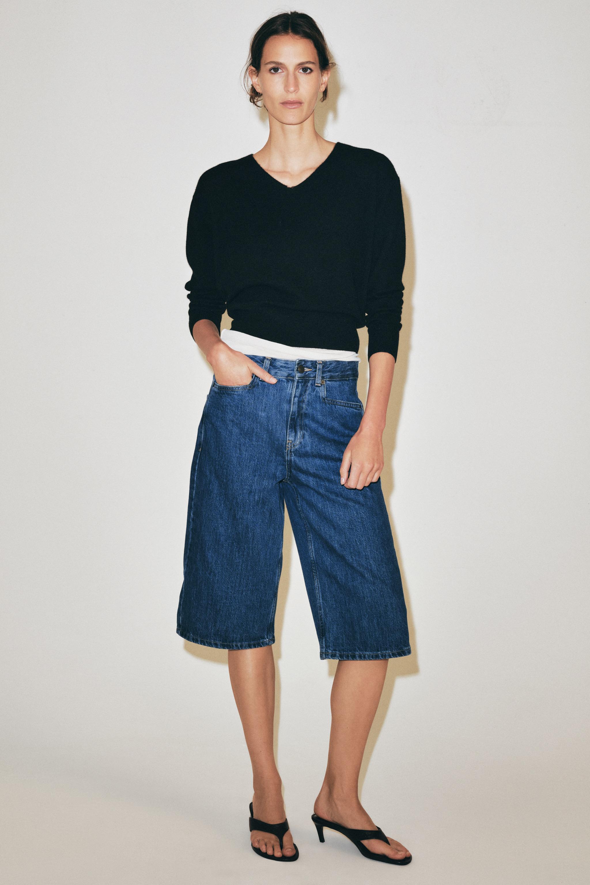 ZW COLLECTION MID-RISE DENIM SHORTS — Mid-blue