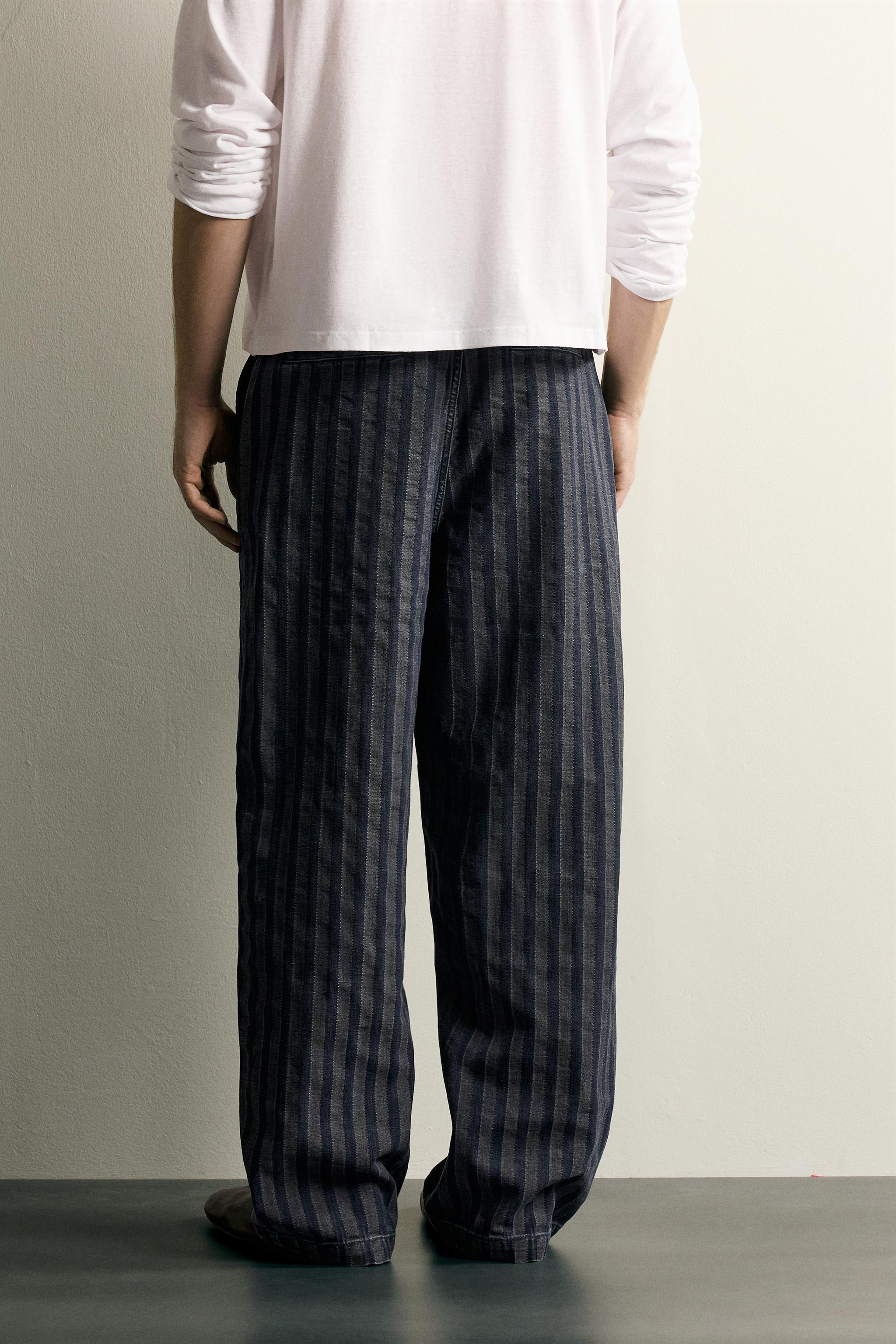 STRIPED RELAXED FIT CHINO PANTS