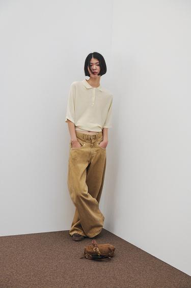 TRF BAGGY BARREL LOW-RISE JEANS - Ochre by Zara