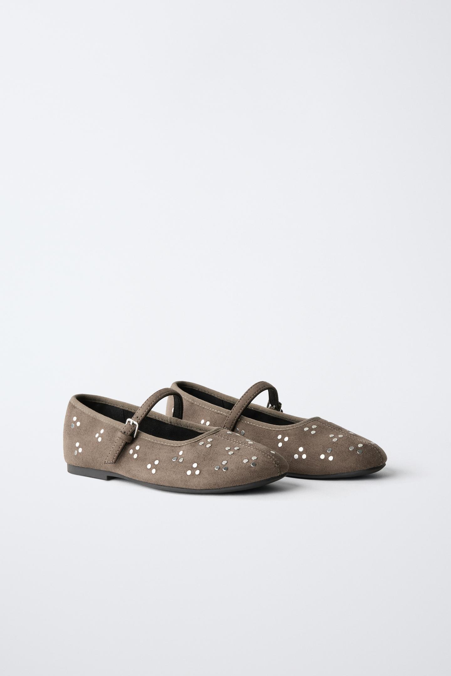 Детские балетки Zara Studded Ballet, цвет: Серый — фото 2