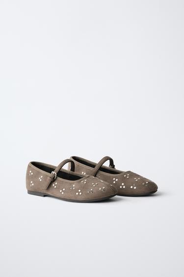 STUDDED BALLET FLATS — Gray 2