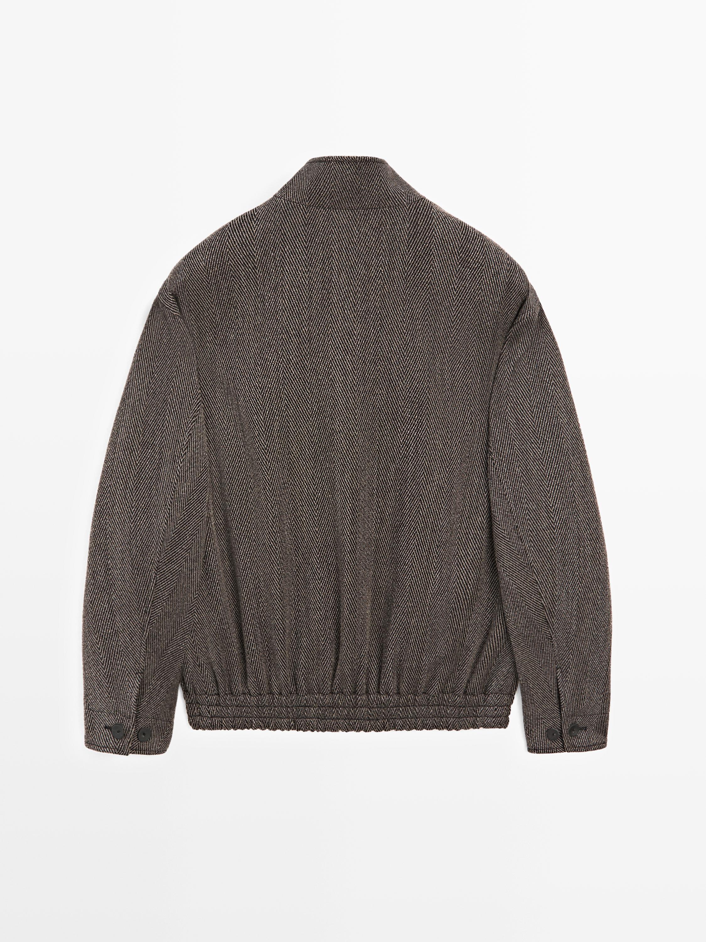 Wool blend herringbone bomber jacket - LIMITED