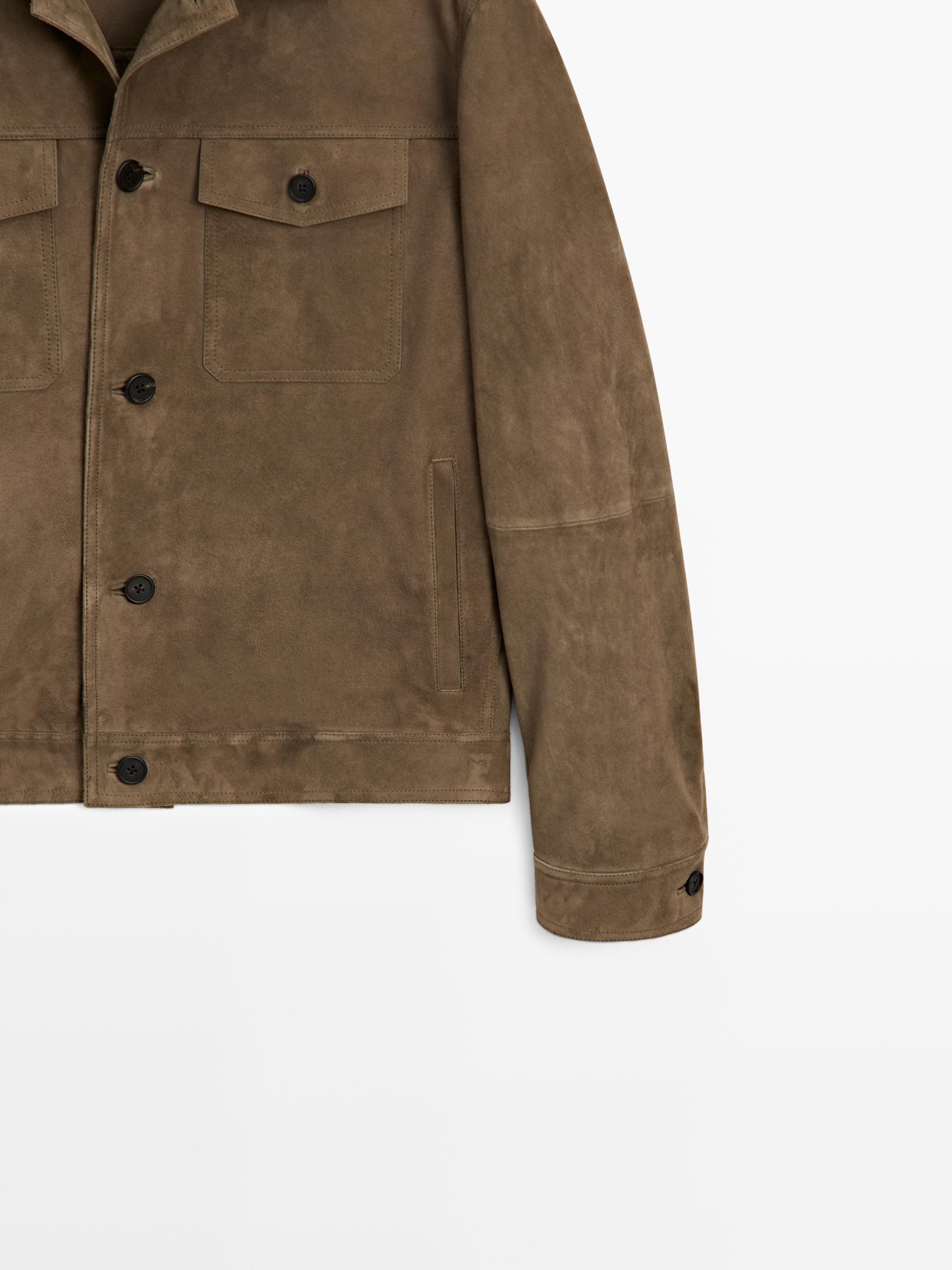 Veste à poches en cuir effet usé