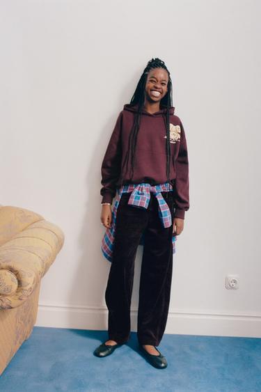 CORDUROY BARREL TROUSERS - Aubergine by Zara