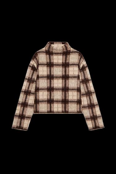 JERSEY PUNTO CUADROS EFECTO CEPILLADO - Beige / Tostado de Zara - Imagen 0