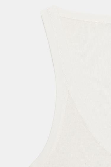 TOP EN MAILLE FINE SANS MANCHES - Blanc de Zara - Image 7
