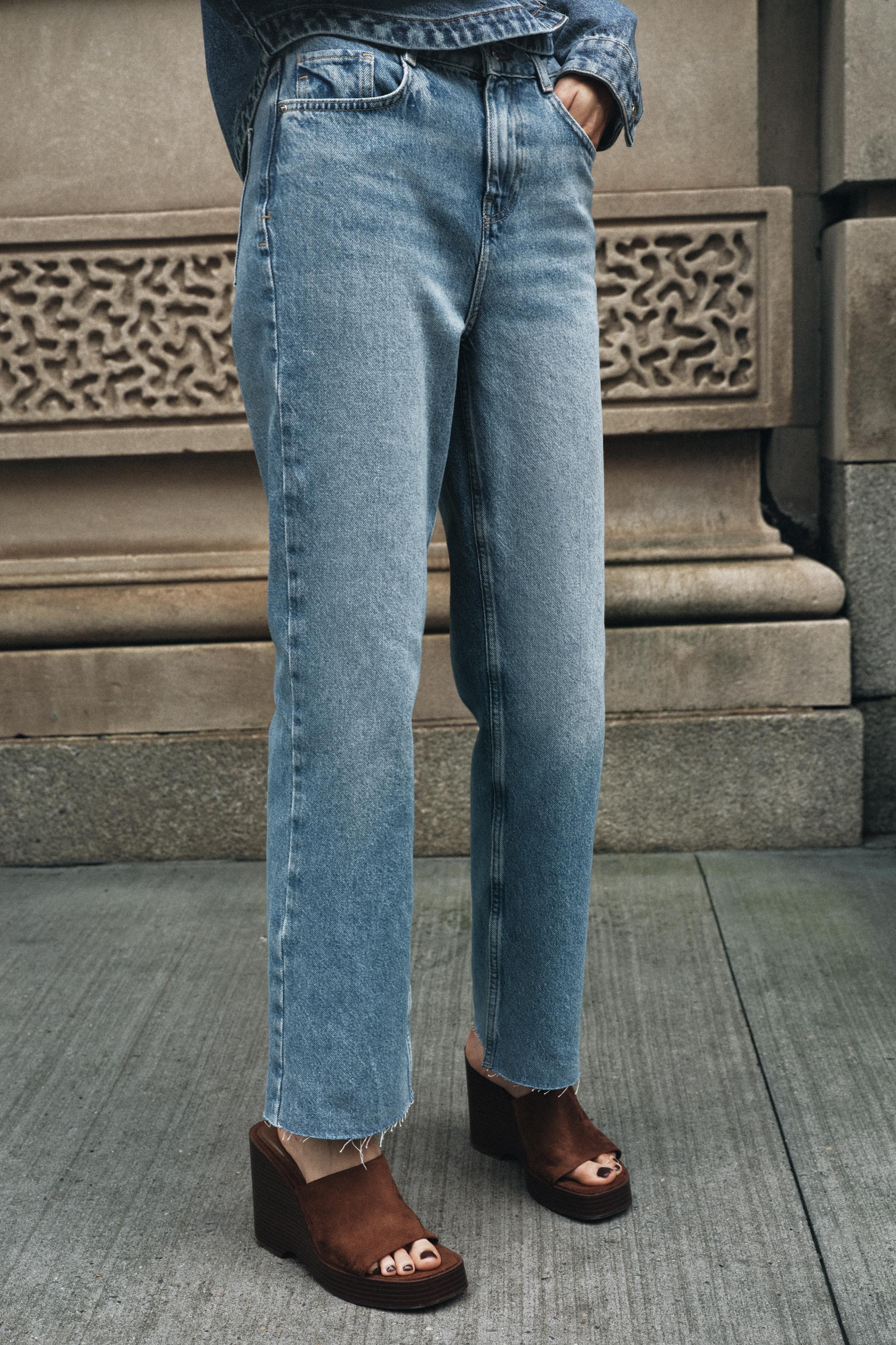 Z.02 HIGH WAIST STRAIGHT ANKLE JEANS - Mid-blue | ZARA