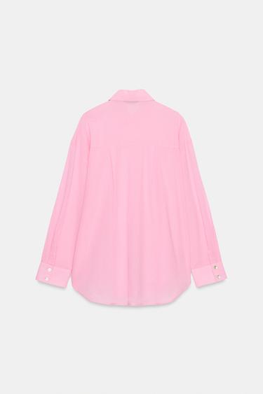 CHEMISE OVERSIZE EN COTON - Rose pâle de Zara - Image 3