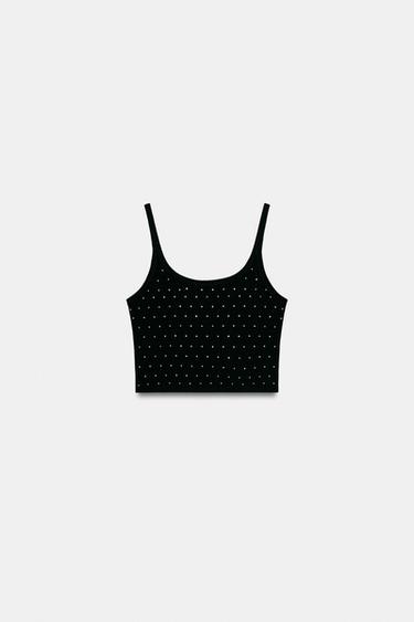 TOP CROP BRILLOS - Negro de Zara