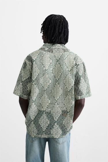 CHEMISE STRUCTURÉE CROCHET - Vert de Zara - Image 2