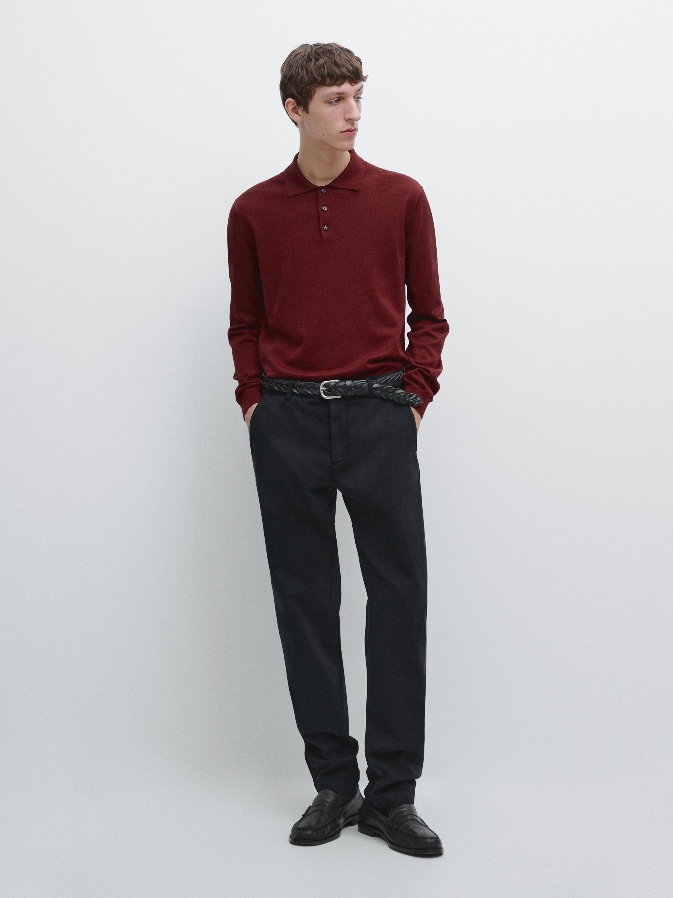 Pull polo en maille de coton