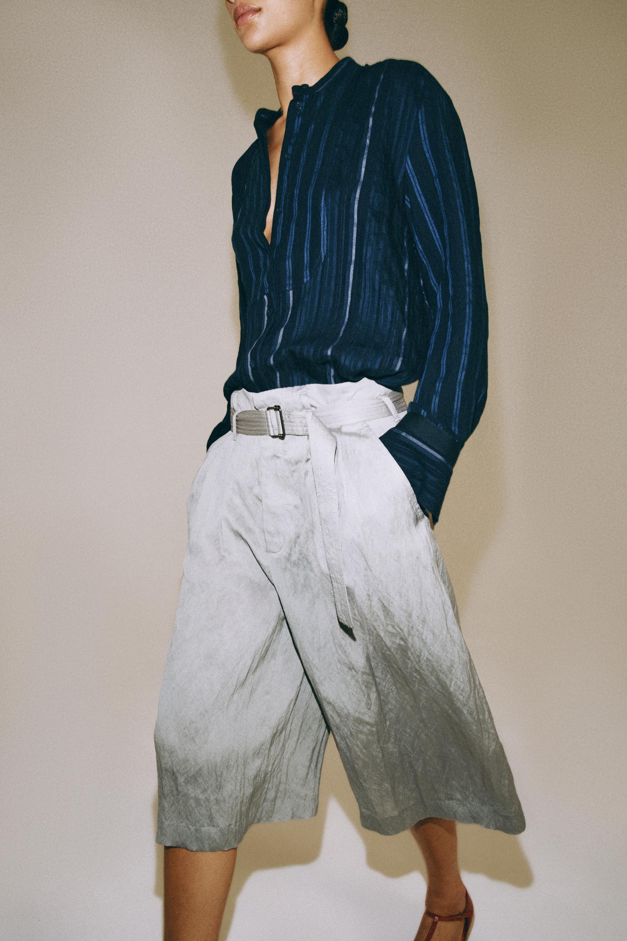 ZW COLLECTION STRIPED BIB SHIRT