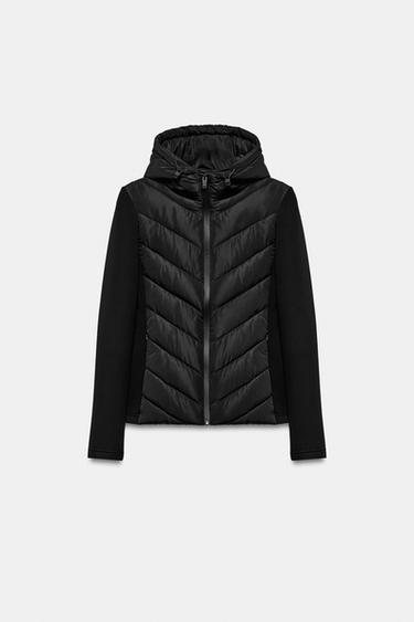 CAZADORA COMBINADA ACOLCHADA CAPUCHA - Negro de Zara