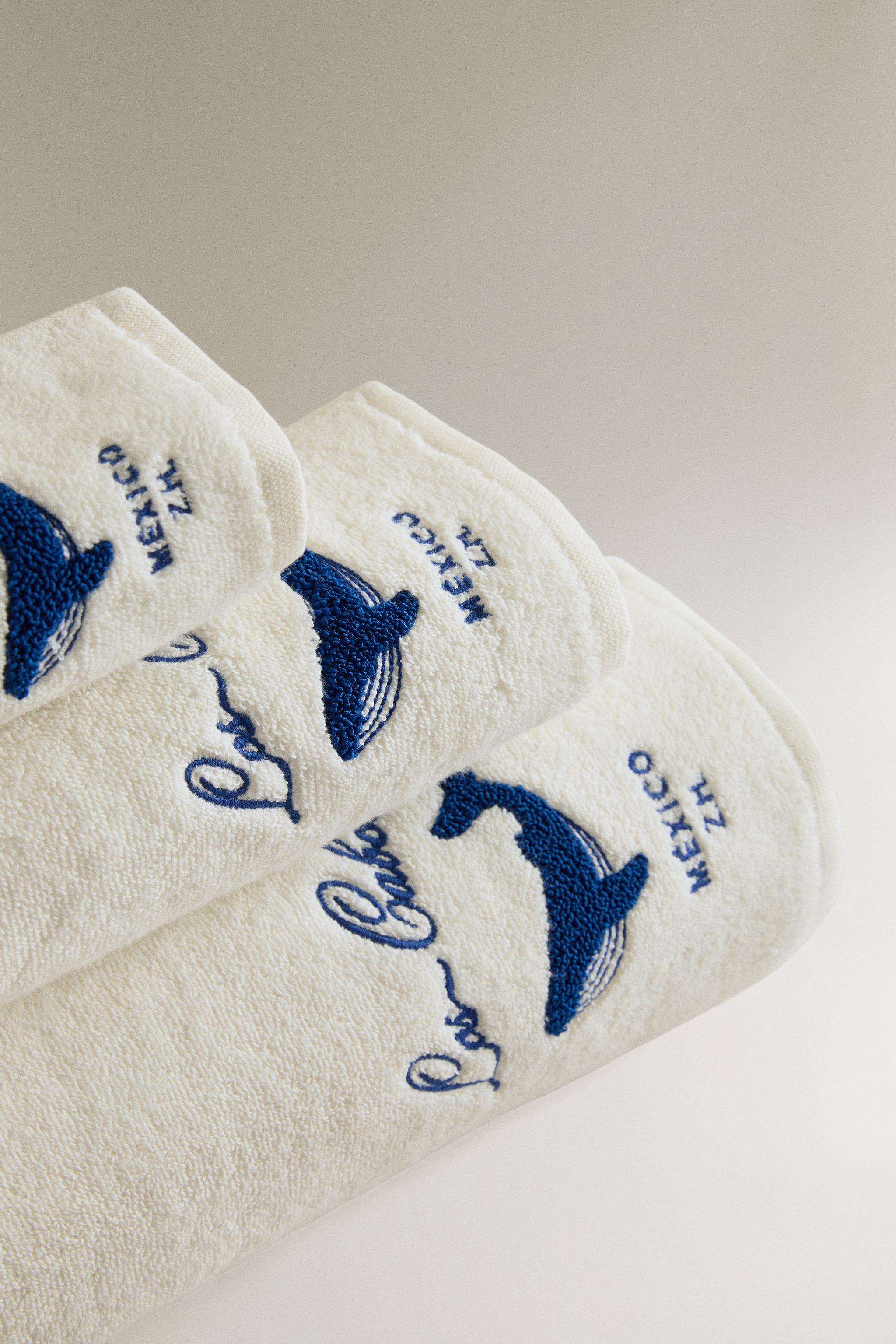 SERVIETTE DE BAIN BRODERIE BALEINE