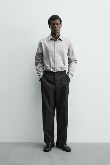 SLIM FIT TEXTURED SHIRT - Grey by Zara - Image 0