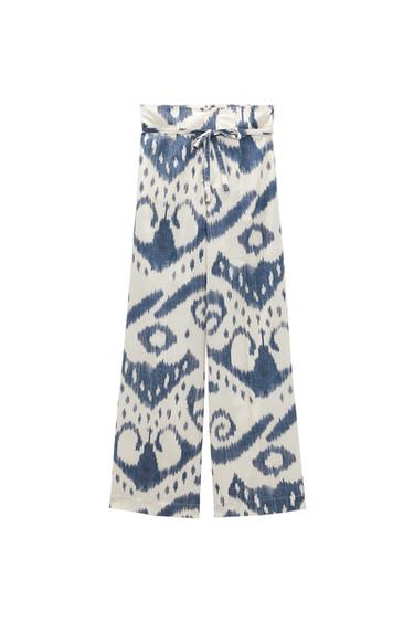 BELTED PRINTED PANTS