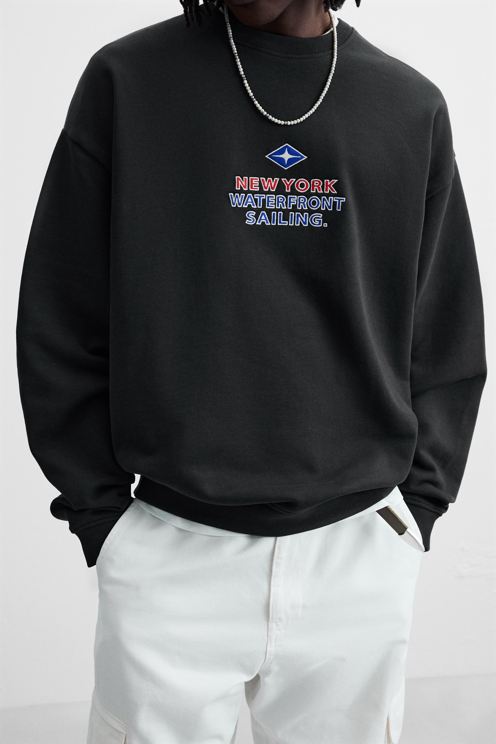 NAUTICAL EMBROIDERED TEXT SWEATSHIRT