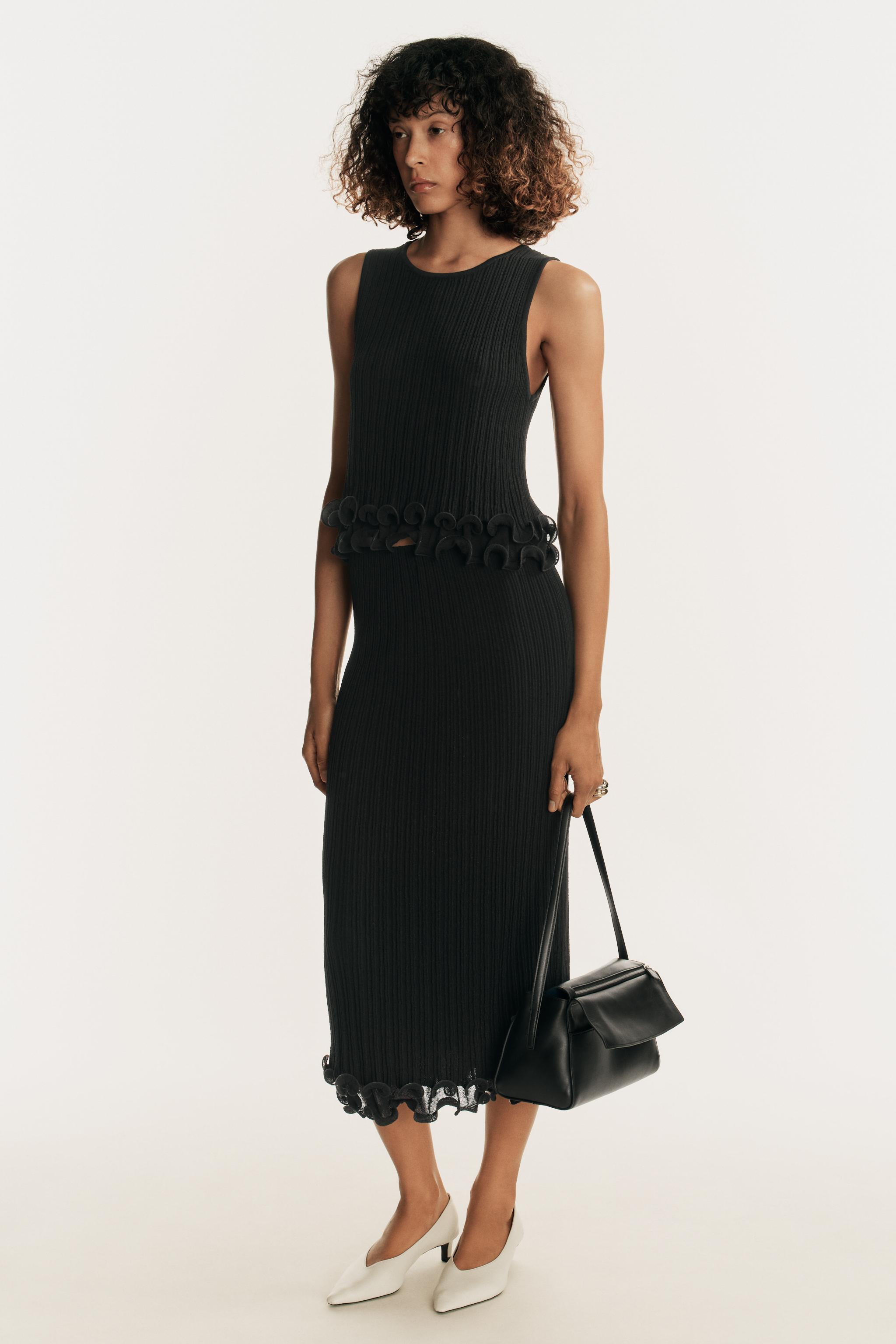 DOUBLE LAYER KNIT TOP — Black