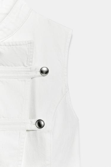 TOP Z1975 EN DENIM À BRANDEBOURGS - Blanc de Zara - Image 8