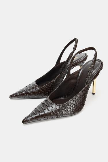 CHAUSSURES OUVERTES À L'ARRIÈRE AVEC RELIEF - Marron de Zara - Image 2