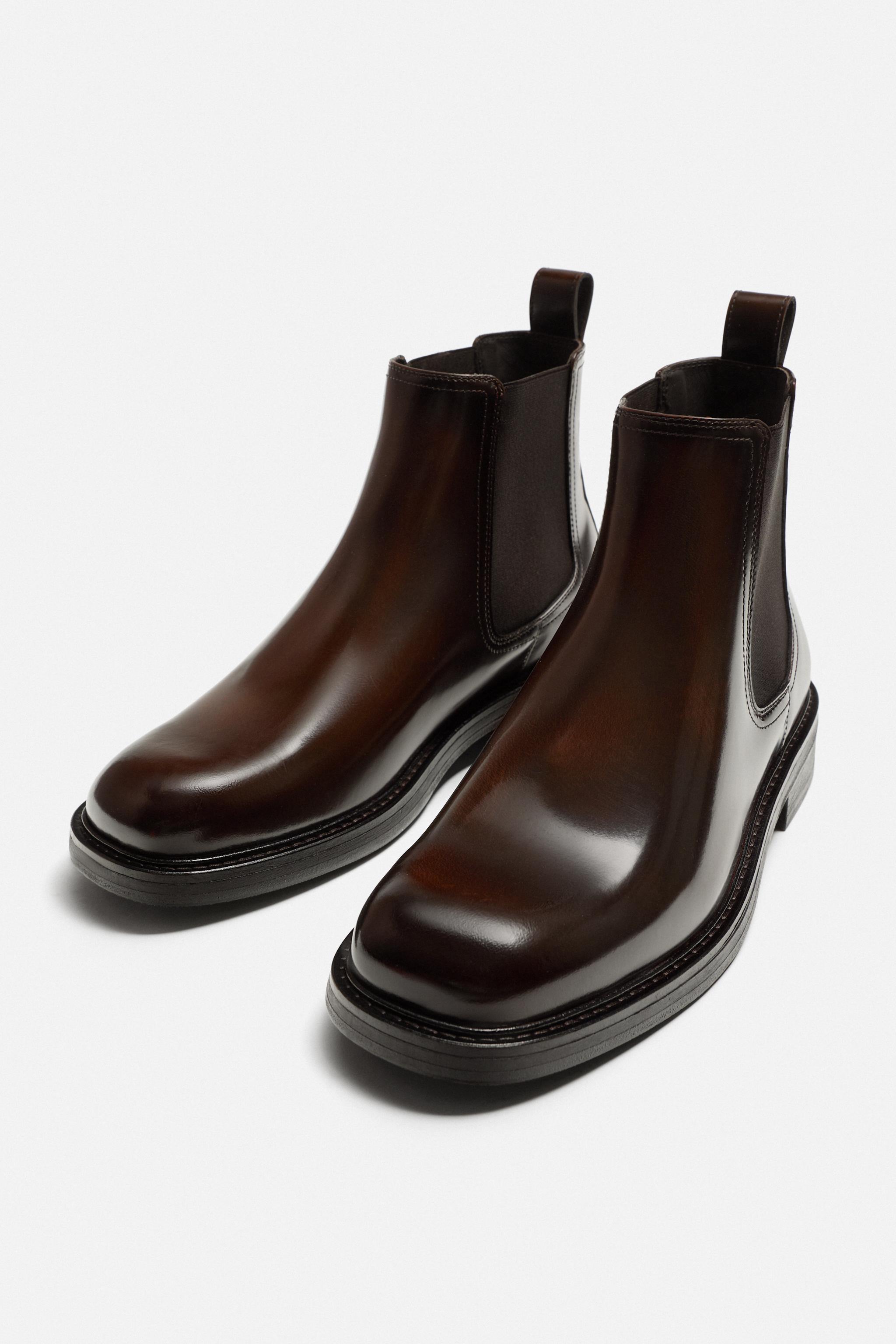 LEATHER CHELSEA BOOTS LIMITED EDITION Brown ZARA United Kingdom