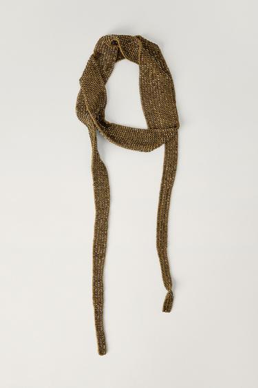 Zara BEADED FOULARD SCARF KATE MOSS X ZARA - Aged gold