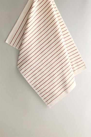 STRIPED COTTON TERRY TEA TOWEL - Ecru by Zara - Image 0