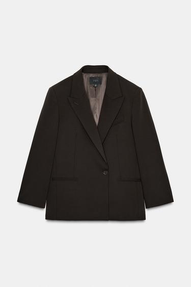 Zara 加大碼雙排扣西裝外套 - 深茄紫色