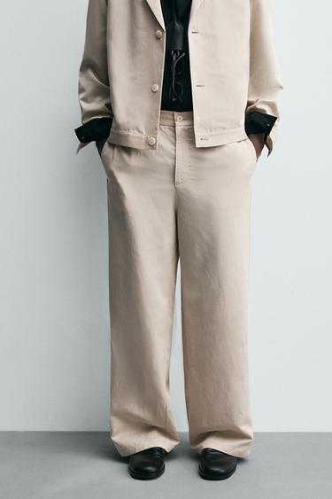 RELAXED FIT TROUSERS - Beige by Zara