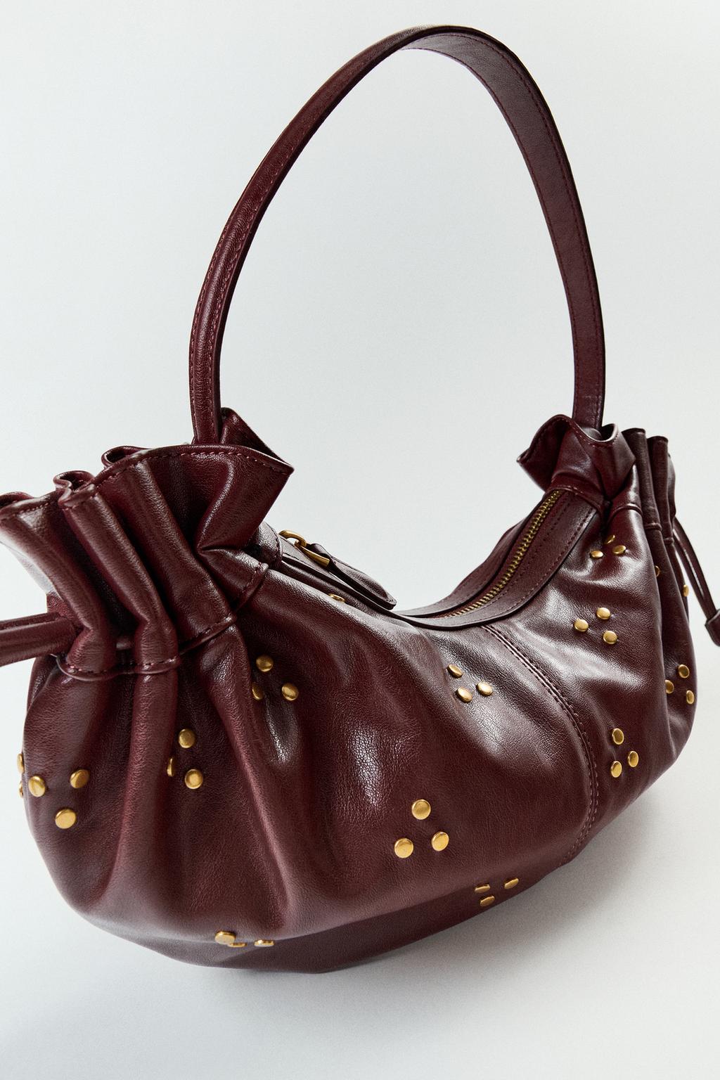 STUDDED GATHERED SHOULDER BAG