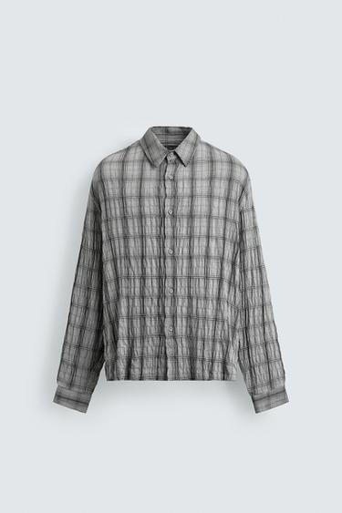 EMBOSSED CHECK SHIRT - Grey by Zara