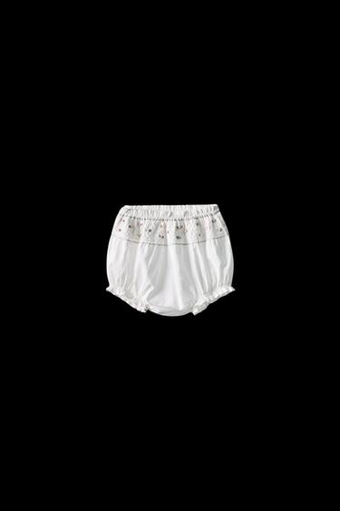 Zara 1 MONTH - 3 YEARS/ EMBROIDERED FLORAL SHIRT AND BLOOMERS SET LIMITED EDITION - White