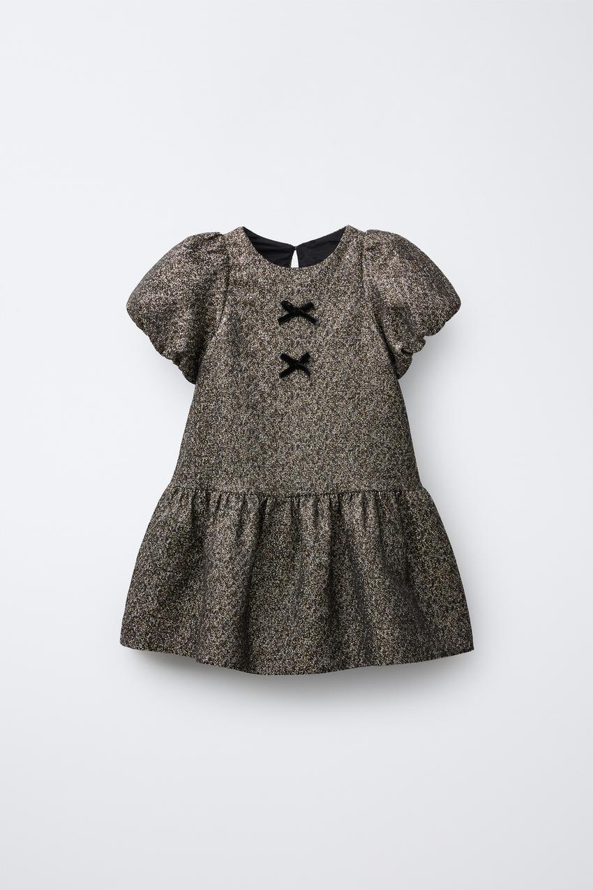 SPARKLY VELVET DRESS WITH BOWS - Golden | ZARA Australia SPARKLY VELVET DRESS WITH BOWS - Golden | ZARA Australia