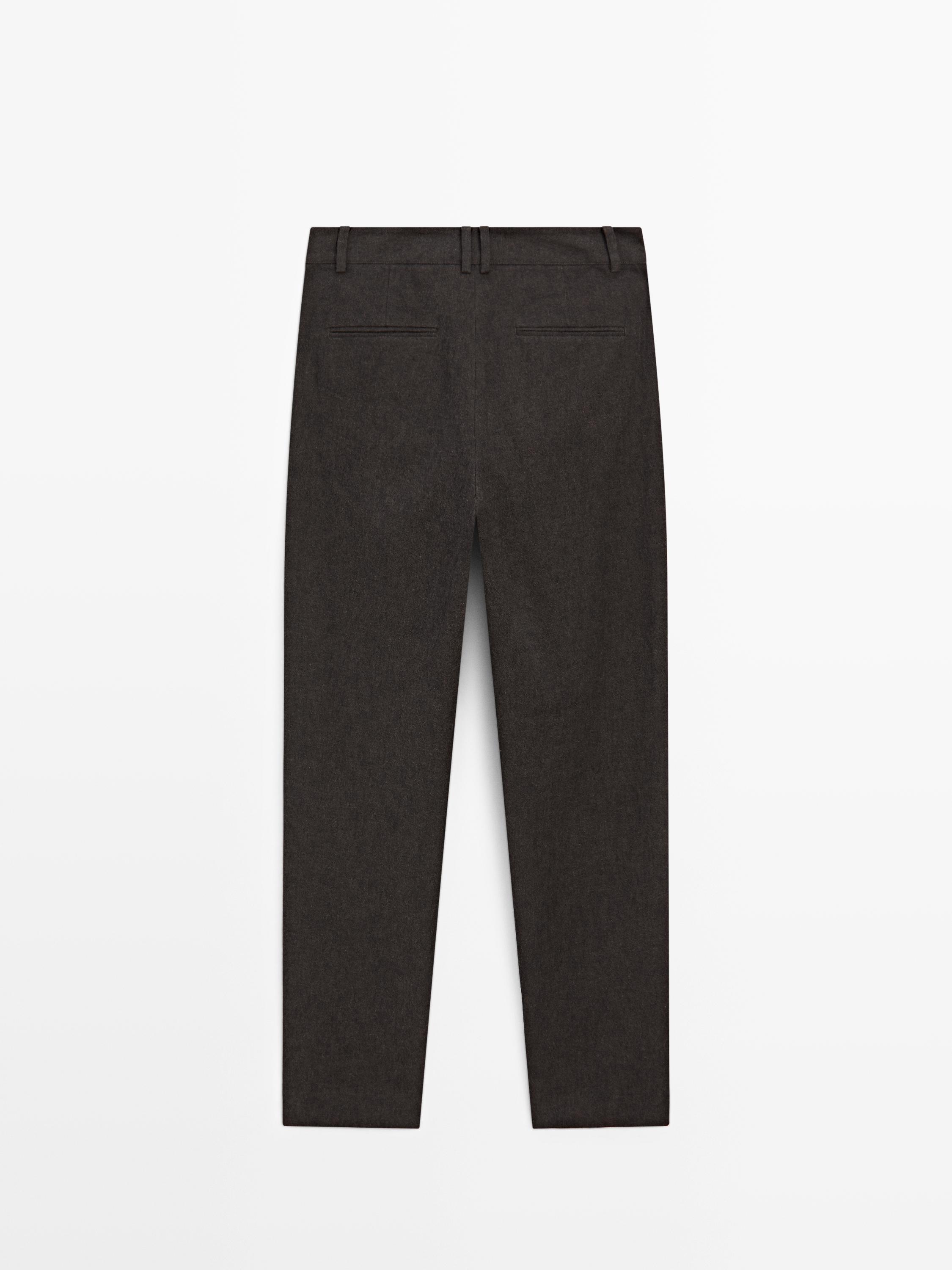 Slim fit linen blend trousers