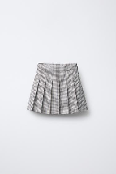 Zara PLAID PLEATED SKIRT - Sand - Image 0