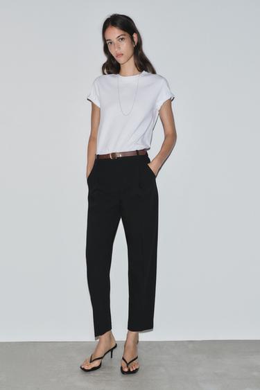 Zara 繫腰帶七分褲 - 黑色