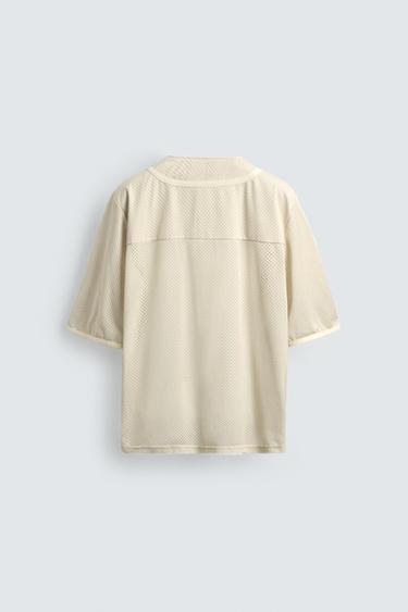 EMBROIDERED TEXTURED SHIRT - Ecru by Zara - Image 8