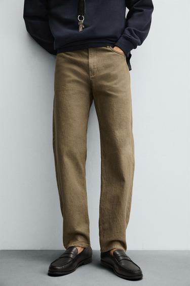 PANTALON REGULAR FIT COTON - Marron clair de Zara - Image 4