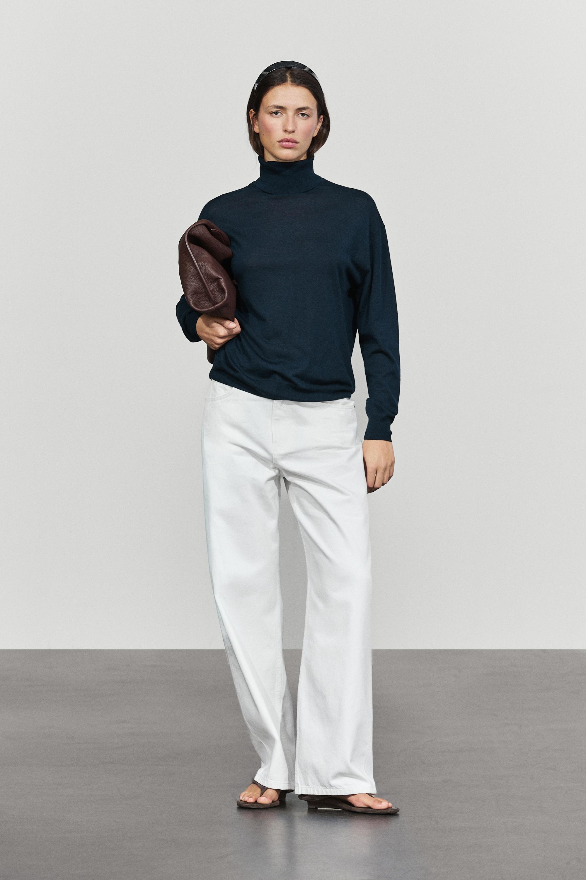 Pull en maille 100 % laine à col roulé