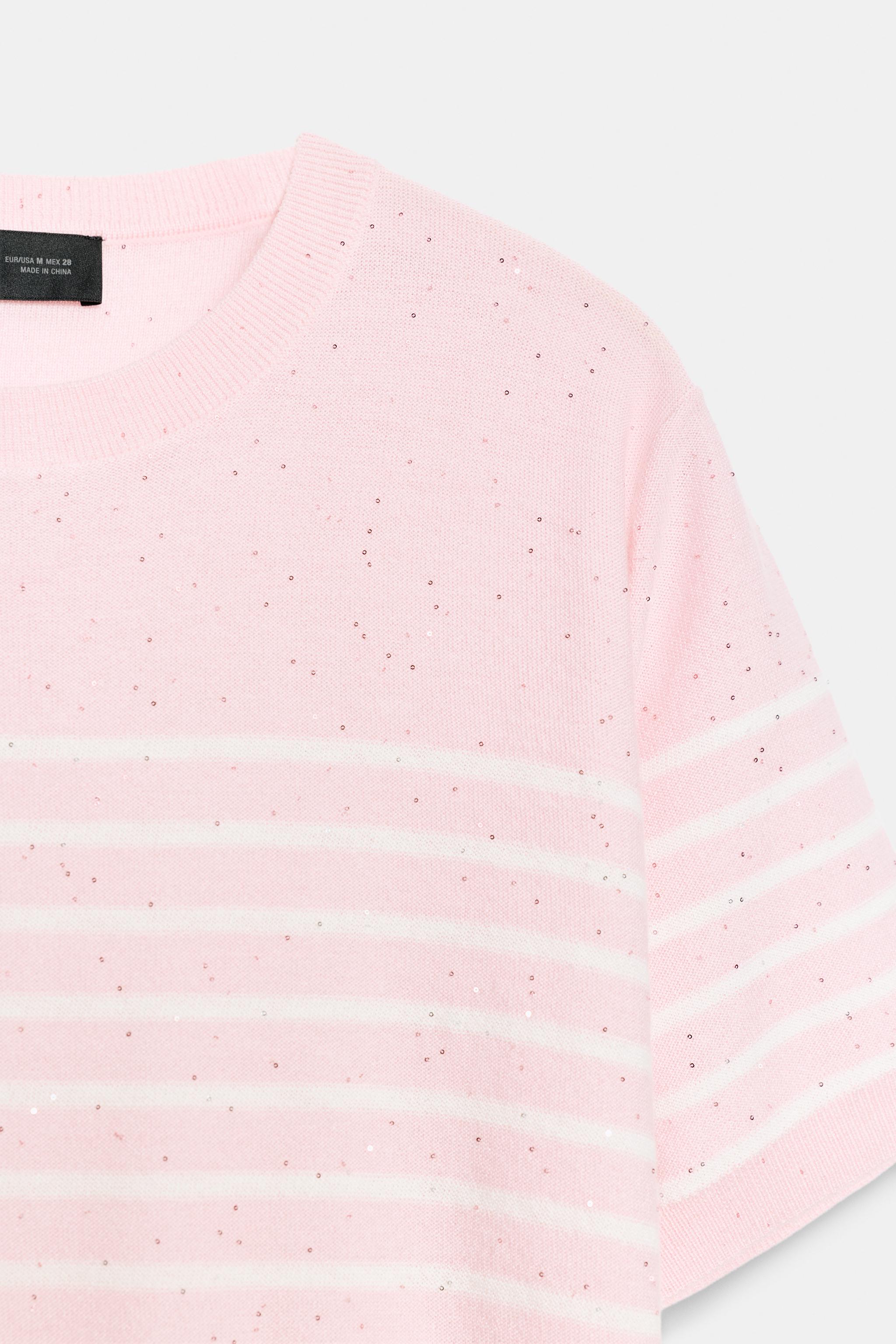 STRIPED SEQUIN KNIT TOP